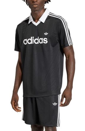 adidas Short Sleeve Stripe Soccer Jersey in Black at Nordstrom, Size Xx-Large