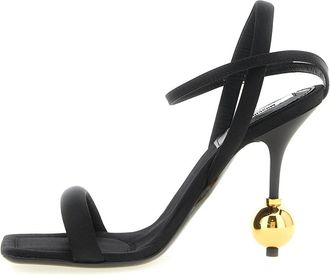 Moschino Satijnen Sandaal - Dames - Sandalen met hakken - Zwart - 39 EU - Satijn - Schoenen