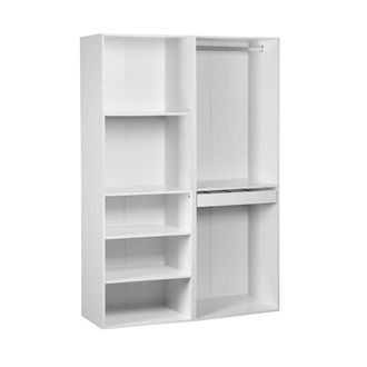 Sweeek Vestidor con 5 estantes, una barra de colga y portapantalones, blanco