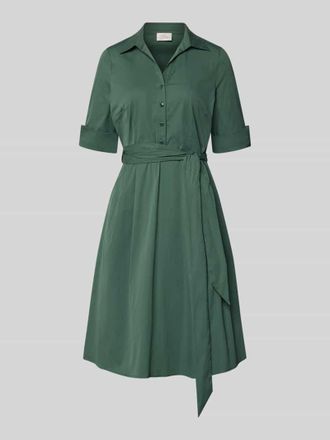 robe l&eacute;g&egrave;re Knielanges Hemdblusenkleid mit Bindeg&uuml;rtel in Gruen, Gr&ouml;&szlig;e 44