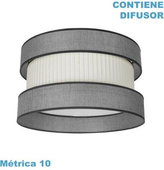 Fabrilamp Pantalla Colgante Home M10 Gris-beis 50dx50dx25h Difusor Incluido