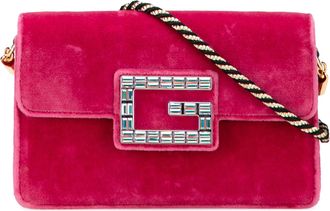 Gucci Pre-owned Womens Velvet Embellished Logo Bag - Fuschia Textile - One Size