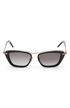 Christian Louboutin 54mm Geometric Sunglasses in Black /Gold /Zeiss Smoke at Nordstrom