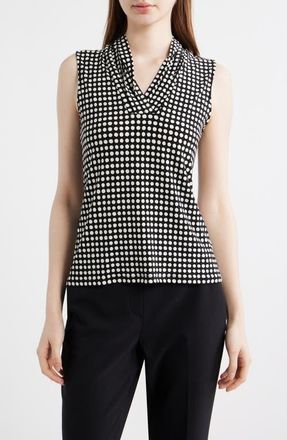 Anne Klein Triple Pleat Sleeveless Top in Anne Black/Anne White at Nordstrom, Size Xx-Small