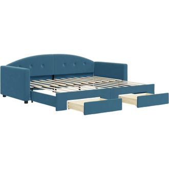 vidaXL Vidaxl - Divano Letto Estraibile con Cassetti Blu 90x200 cm in Velluto