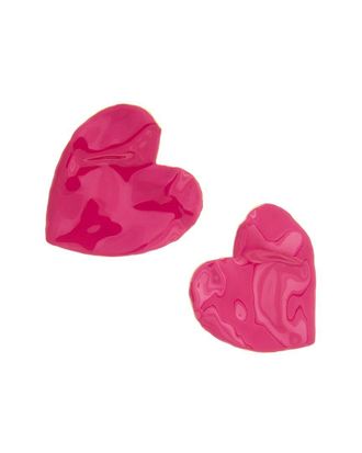 Oscar De La Renta Large Enameled Heart Earrings