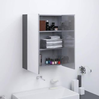 Berkfield Home Bathroom Mirror Cabinet 60x15x75 cm MDF Shining Grey | Size: 60 x 15 x 75 cm