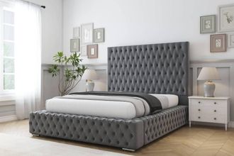 Comfort Beds Ambassador Coniston Bed Frame With Mattress-50 Upholstered in Dark Grey | Size: Super King