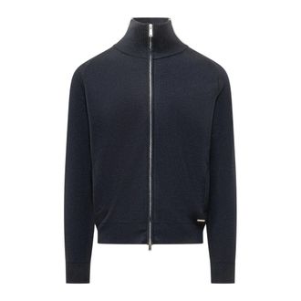 Dsquared2 Stripes Zipped Turtleneck - Heren - Truien - Blauw - Maat: M Wol