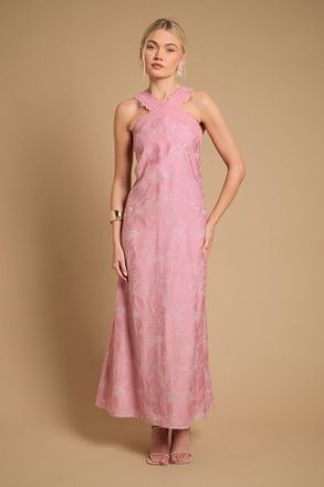 Oasis Womens Halterneck Maxi Dress - Pink Viscose - Size 14 UK