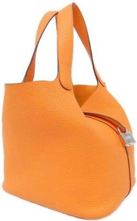 Herm&egrave;s Vintage, unisex, Oranje, ONE Size, Leer, Pre-owned Picotin Lock MM Clemence Tote Bag
