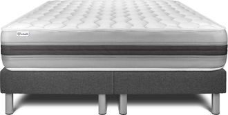 VITALIT Vitalit - Base Tapizada Gris + Colch&oacute;n Con Muelles Y Viscoel&aacute;stica 2x100x200