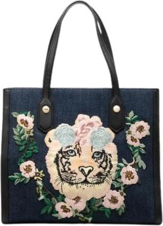 Gucci Pre-owned Satchel - Dames - Vintage Shopper - Blauw - ONE Size - Leer - Vintage