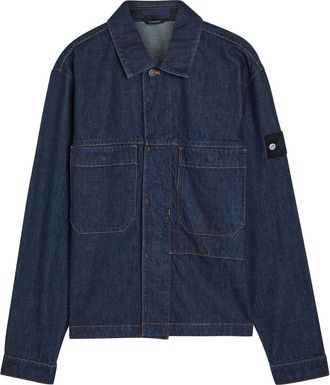 Stone Island Patch Pocket Denim Overshirt - Indigo - Xxl
