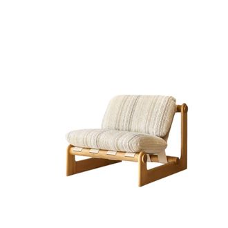 Tikamoon Sill&oacute;n XL de roble macizo y tela beige
