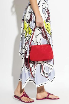 Tory Burch Shoulder Bag Romy Pick Stitch Small, Womens, Red