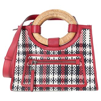 Fendi Pre-owned Womens Runaway Plaid Shopper Tote Bag in Red Canvas - One Size