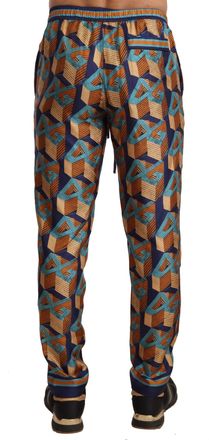 Dolce & Gabbana Mens Multicolor Patterned Joggers Silk Pants