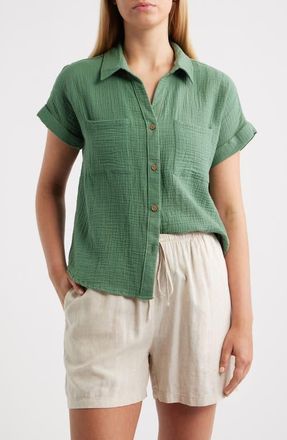 Beach Lunch Lounge Chicago Gauze Shirt in Parrot Green at Nordstrom, Size X-Small