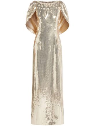 Huishan Zhang sequinned gown - women - Polyester - 12 - Gold