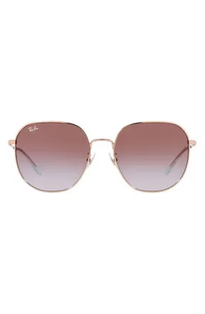 Ray-Ban 60mm Gradient Round Sunglasses in Rose Gold Blue Gradient Violet at Nordstrom