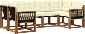 vidaXL Conjunto De Sof&aacute;s De Exterior 6 Uds. Natural Y Crema Vidaxl