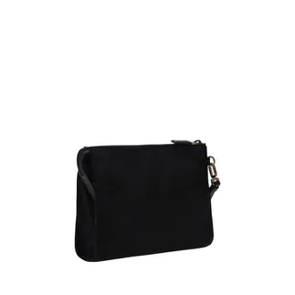 Prada Enamel Triangle Logo Pouch Clutch - Black