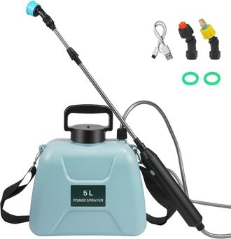 OEM Pulverizador El&eacute;ctrico De Jard&iacute;n Con 3 Boquillas Ajustables, Capacidad De 5 Litros, Recargable Por Usb Para Jardiner&iacute;a, Control De Malezas Y Lavado De