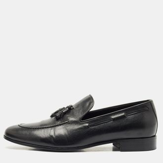 Giuseppe Zanotti Black Leather Fringe Slip On Loafers
