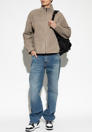 Emporio Armani Leather Jacket, Mens, Beige