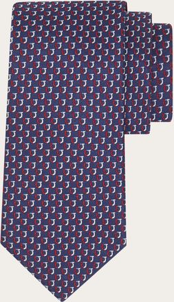 Ferragamo Men Bicolor Gancini jacquard tie Blue