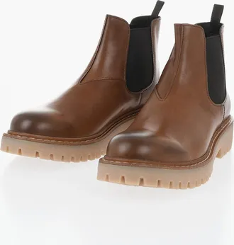 Prada Stivaletti Chelsea in Pelle con Suola Carrarmata Prada