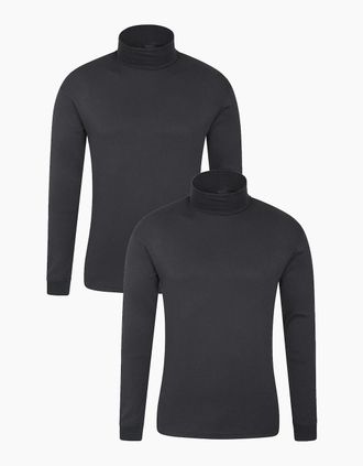 Mountain Warehouse Mens Mountain Warehouse Mens Meribel Thermal Top (Pack of 2) - Black - Size: 36
