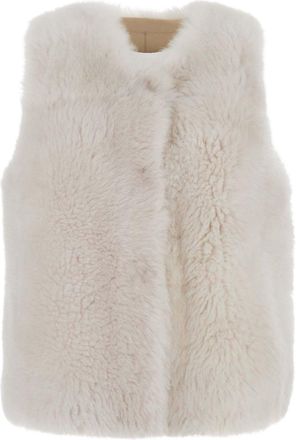 Suprema White Shearling Leather Gilet