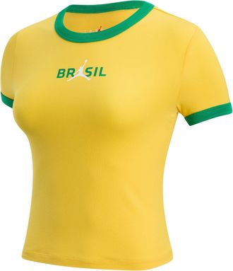 Nike Jordan (WMNS) Air Jordan Brazil Graphic Crewneck Shirt Varsity Maize Lucky Green IF3927-741