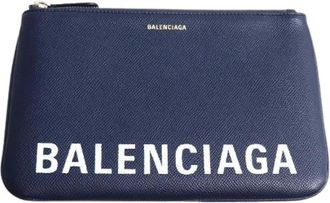 Balenciaga Pre-owned Ville Leren Clutch - Dames - Vintage Clutch - Blauw - ONE Size - Leer - Vintage