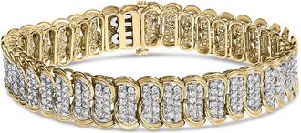 House of Brilliance 10K Yellow Gold 4.0 Cttw Diamond S-Link Bracelet