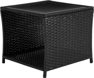 Woltu Woltu Mesa De Exterior Con Efecto Rat&aacute;n Y Tablero De Cristal Abierto, Color Negro