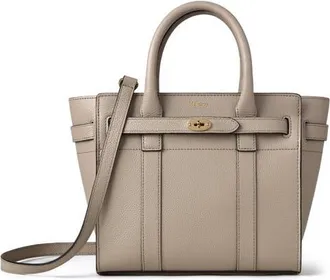 Mulberry Mini Zipped Bayswater Leather Tote in Cashmere Taupe at Nordstrom