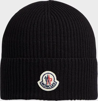 Moncler Men & apos;s Logo Cotton Rib Beanie Hat