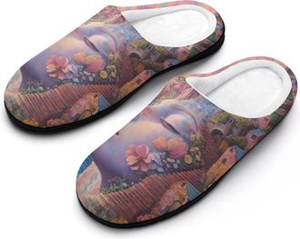 Generic Beach Womans Face House Womens Slippers Warm House Slippers Indoor House Shoes with Anti-Skid Rubber Sole
