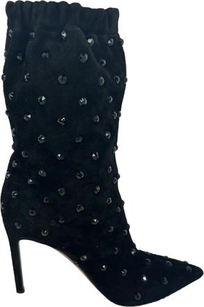 Valentino Pre-owned Womens Rockstud Boots in Black Suede - Size EU 35