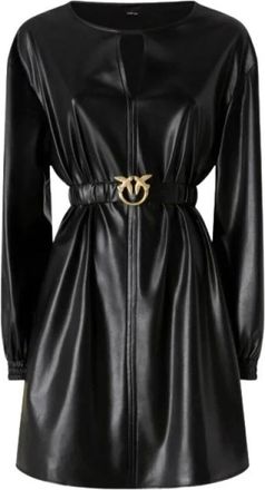 Pinko Pinko, Kleedjes, Dames, Zwart, M, Leer, Korte jurk met lederlook