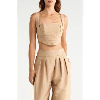 AFRM Kendra Layered Crop Bustier Top in White Pepper at Nordstrom, Size X-Small