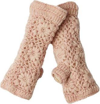 Nirvanna Designs Flower Crochet Handwarmers in Pink Quartz at Nordstrom