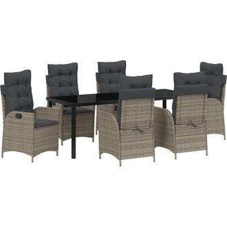 vidaXL Conjunto De Comedor De Jard&iacute;n 7 Pcs Gris Rat&aacute;n Sint&eacute;tico Vidaxl