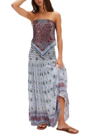 Free People Ravenna Tie Dye Gauze Maxi Skirt in Bluebird Combo at Nordstrom, Size X-Small