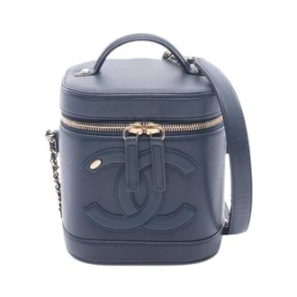 Chanel Pre-owned Coco Mark Lamsleren Handtas - Dames - Pre-owned - Blauw - Maat: ONE Size Leer