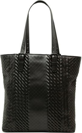 Bottega Veneta Intrecciato Black Leather Shoulder Bag Tote Bag (Pre-Owned)