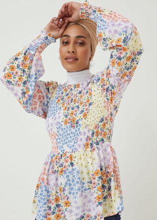 Fat Face FatFace Natural Fran Meadow Patch Shirred Top